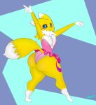  altpixel69 anthro ballet bandai_namco barefoot big_breasts big_butt bottomwear breasts butt cleavage clothed clothing dancewear dancing digimon digimon_(species) feet female hi_res looking_at_viewer panties panty_shot raised_arms renamon skirt solo tutu underwear 