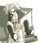  1girl bad_id bad_pixiv_id boots copyright_request cunnilingus finger_to_mouth grand_piano hetero instrument long_hair lowres oral piano skirt toshiki 