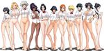  ass black_hair bleach blonde_hair blue_eyes blush bottomless bow bracelet braid breast_suppress breasts cleavage contrapposto crossed_arms crossed_legs dark_skin everyone glasses hair_ribbon hand_on_hip inoue_orihime ise_nanao jewelry kagami_hirotaka kotetsu_isane kotetsu_kiyone kuchiki_rukia kurotsuchi_nemu large_breasts lineup long_hair looking_back matsumoto_rangiku mole mole_under_mouth multiple_girls navel no_panties nude_filter one_eye_closed open_mouth orange_hair pussy ribbon school_uniform shiba_kuukaku shihouin_yoruichi silver_hair single_braid standing sui-feng third-party_edit twintails unohana_retsu watson_cross yellow_eyes 