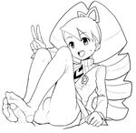  1girl big_hair drill_hair feet footjob greyscale heriyama hetero legs long_hair lowres monochrome panties pantyhose penis rockman ryuusei_no_rockman shirogane_luna solo_focus underwear v 