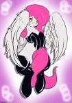  coy edgarkingmaker equid equine hair hasbro hi_res horse latex mammal my_little_pony pegasus pink_hair pinup pony pose shy white_body wings 