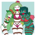  anthro ball_gag bdsm bondage bound bra breasts clothing crotch_rope female flower_(anatomy) gag gagmanzx group hi_res ivysaur lilligant looking_at_viewer nintendo panties pok&eacute;mon pok&eacute;mon_(species) restraints rope rope_bondage slightly_chubby trio tsareena underwear video_games 