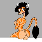  1:1 anthro anus balls black_hair fur genitals giraffe giraffid hair male mammal nude orange_body orange_fur penguinboyo simple_background solo solo_focus spots 