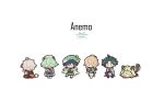  3boys 3girls animal animal_ears animal_hood bangs black_hair blonde_hair braid cat chibi closed_eyes crossed_arms facial_mark forehead_mark genshin_impact glasses green_hair grey_hair hat holding hood hood_up japanese_clothes jean_(genshin_impact) jean_(gunnhildr&#039;s_legacy)_(genshin_impact) kaedehara_kazuha leaf leaf_on_head multicolored_hair multiple_boys multiple_girls nnz no_mouth one_eye_closed pants ponytail sayu_(genshin_impact) simple_background sitting standing streaked_hair sucrose_(genshin_impact) symbol-only_commentary twin_braids venti_(genshin_impact) white_background xiao_(genshin_impact) 