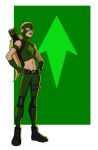  1girl arrow_(projectile) artemis_crock belt blonde_hair boots domino_mask gloves highres jerome-k-moore knee_pads mask midriff ponytail superhero teenage young_justice 