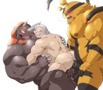  2_tails abs absurd_res anal anal_penetration anthro anthro_dominating_human anthro_penetrating anthro_penetrating_human back_muscles balls big_dom_small_sub big_muscles big_pecs big_penis black_body black_fur blush bodily_fluids breath brown_body butt cum cum_in_ass cum_inside dominant dominant_anthro dominant_male double_anal double_penetration ejaculation electivire erection facial_hair fur genital_fluids genitals group group_sex hair hi_res holding_partner horn human human_on_anthro human_penetrated interspecies larger_anthro larger_male lying maldu male male/male male_penetrated male_penetrating male_penetrating_male mammal multi_tail multicolored_body multicolored_fur muscular muscular_anthro muscular_human muscular_male mustache nintendo nipples nude open_mouth orgasm pecs penetration penile penile_penetration penis penis_in_ass pok&eacute;mon pok&eacute;mon_(species) pok&eacute;mon_professor pok&eacute;philia professor_rowan red_body red_eyes rhinocerotoid rhyperior sex simultaneous_orgasms size_difference smaller_human smaller_male striped_body striped_fur stripes submissive submissive_human submissive_male sweat teeth threesome trio video_games white_hair yellow_body yellow_fur 