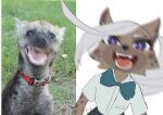  2022 anthro clothed clothing digital_media_(artwork) female fur grey_body grey_fur grey_hair hair hi_res hyaenid jk_(kemokin_mania) kemokin_mania mammal motion_blur open_mouth open_smile photography_(artwork) purple_eyes reference_image smile solo spots spotted_hyena 