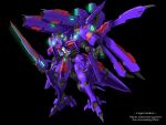  black_background blue_eyes clenched_hand glowing glowing_eyes holding holding_sword holding_weapon liege_geios looking_ahead mecha no_humans science_fiction solo super_robot_wars super_robot_wars_f sword tamasi weapon 