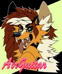  airguitar_(character) anthro black_body black_ears black_fur black_nose brown_hair cheek_tuft facial_tuft fangs female fur glistening glistening_eyes glistening_nose green_eyes hair inner_ear_fluff long_hair multicolored_hair one_eye_closed orange_body orange_ears orange_fur princelykaden red_tongue solo tan_inner_ear tongue tongue_out tuft two_tone_hair white_body white_fur white_hair white_inner_ear_fluff 