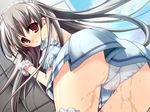  bent_over cameltoe censored cosplay_roshutsu_kenkyuukai game_cg hinata_aya misakura_nankotsu mosaic_censoring panties pussy_juice red_eyes silver_hair skirt solo thighhighs underwear upskirt wet wet_clothes wet_panties 