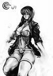  breasts cameltoe cleavage curvy ghost_in_the_shell ghost_in_the_shell_stand_alone_complex greyscale kusanagi_motoko large_breasts monochrome shirakaba sideboob solo thighhighs 