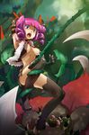  bad_id bad_pixiv_id blood breasts dark_hunter kamaboko_red medium_breasts nipples pink_hair plant sekaiju_no_meikyuu short_hair solo tentacles thighhighs thorns 