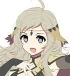  1girl ahoge armpits bangs blonde_hair breasts circlet cleavage fire_emblem fire_emblem_fates highres kakiko210 long_hair looking_at_viewer medium_breasts open_mouth ophelia_(fire_emblem) portrait solo 