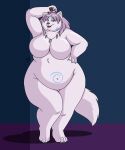  anthro arctic_fox breasts canid canine curvy_figure female fox hair lilbluefoxie mammal overweight solo 