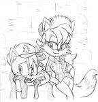  anthro archie_comics black_nose canid canine chauvels clothed clothing duo ear_piercing eyelashes female fiona_fox fox hand_in_pocket hat head_tuft headgear headwear larger_female male mammal miles_prower monochrome narrowed_eyes open_mouth piercing pockets sega size_difference sketch sonic_the_hedgehog_(archie) sonic_the_hedgehog_(comics) sonic_the_hedgehog_(series) tuft 