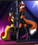  2022 anthro black_hair black_nose breasts canid canine clothed clothing digital_media_(artwork) duo eyebrows eyelashes female fox hair hi_res mammal red_hair rubber_pony_tanja smile tales_foxdale 
