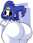  2021 atlus big_butt butt clothing demon digital_media_(artwork) ekkokenight hat headgear headwear hi_res imp jack_frost_(megami_tensei) looking_back male megami_tensei not_furry open_mouth solo thick_thighs video_games white_body 