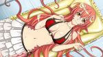  1girl artist_request bangs bare_shoulders bikini breasts eyebrows_visible_through_hair game_cg hair_between_eyes hair_ornament hairclip lamia large_breasts long_hair looking_at_viewer midriff miia_(monster_musume) monster_girl monster_musume_no_iru_nichijou monster_musume_no_iru_nichijou_online navel o-ring o-ring_bikini official_alternate_costume official_art pointy_ears red_hair scales skirt slit_pupils solo swimsuit white_skirt yellow_eyes 