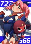  armor armored_boots armored_leotard belt black_eyes boots closed_mouth frog giroro gloves gun highres hinata_natsumi keroro_gunsou long_hair looking_at_viewer military open_mouth pink_eyes pink_hair sasar1211 simple_background skull twintails weapon 