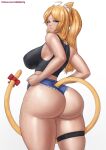  animal_humanoid big_breasts big_butt blonde_hair breasts butt cat_humanoid clothed clothing felid felid_humanoid feline feline_humanoid female hair hi_res huge_butt humanoid mammal mammal_humanoid simple_background solo superbusty white_background 