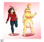  &lt;3 absurd_res animal_crossing balls big_balls big_breasts big_penis breasts bulge canid canine canis clothing digby_(animal_crossing) domestic_dog duo erection flaccid foreskin genitals hi_res huge_balls huge_breasts huge_penis huge_thighs humanoid hyper hyper_genitalia hyper_penis intersex intersex/male isabelle_(animal_crossing) looking_at_viewer male mammal nintendo penis smile smirk thick_thighs tight_clothing tohilewd video_games 