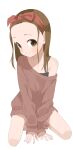  1girl absurdres brown_hair closed_mouth commentary_request highres karakai_jouzu_no_takagi-san looking_at_viewer simple_background smile solo takagi-san white_background yamamoto_souichirou 