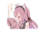  ahoge animal_ears bandaid bangs bare_shoulders baumkuchen_umai black_ribbon blush braid cat_ears choker crying crying_with_eyes_open finger_to_another&#039;s_mouth frilled_choker frilled_hairband frills gothic_lolita gradient_hair hairband hand_on_another&#039;s_cheek hand_on_another&#039;s_face indie_virtual_youtuber lolita_fashion long_hair mikeneko_(utaite) multicolored_hair pink_hair pon-chan_(mikeneko) purple_eyes ribbon side_braid sidelocks simple_background stuffed_animal stuffed_cat stuffed_toy tears translation_request white_background 