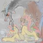  antlers blue_eyes bodily_fluids brown_body brown_fur chimera cum cutie_mark discord_(mlp) draconequus drooling equid equine feathered_wings feathers fluttershy_(mlp) friendship_is_magic fur genital_fluids genitals grey_body grey_fur hair hasbro hi_res hooves horn mammal mortuss_mortem my_little_pony open_mouth pegasus penis pink_hair pink_tail saliva sex sharp_teeth sweat sweatdrop tail_grab teeth wings yellow_body yellow_fur yellow_sclera 