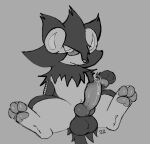  animal_genitalia animal_penis balls bodily_fluids canine_penis felid feral fur genital_fluids genitals hi_res knot luxray male mammal monochrome nintendo pawpads penis pok&eacute;mon pok&eacute;mon_(species) solo somekindajackal video_games 