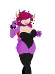  absurd_res animal_humanoid anthro big_breasts bite black_clothing bowser bowsette_meme breasts cinnamon(talkanddraw) clothing crown dragon dragon_humanoid fan_character female footwear hair hearts_around_head hi_res horn humanoid koopa_humanoid laranxart mario_bros meme nintendo original_characters red_hair scalie scalie_humanoid simple_background socks solo super_crown tongue tongue_bite tongue_out video_games white_background 