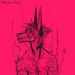  ambiguous_gender andromorph anthro anubian_jackal ayden_(character) ayden_feuer big_ears big_teeth big_tongue canid canine canis clenched_teeth eldritch_abomination eldritch_horror hi_res intersex jackal looking_aside looking_away mammal markings monochrome monster piercing pink_eyes simple_background smile smoke smoking solo tattoo teeth teeth_showing tentacle_tongue tentacles the_hounds_of_tindalos_(h.p._lovecraft) tongue tongue_out transformation 