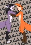  &lt;3 aaaaaaaaaaa animal_genitalia animated anthro balls black_hair black_markings black_nose breast_grab breast_squeeze breasts brown_markings canid canine cheek_tuft dialogue digital_media_(artwork) dipstick_ears duo eyes_closed facial_markings facial_tuft fangs female fingerless_(marking) fox foxboy83 foxboy83_(character) fur genitals gloves_(marking) grey_nose grope hair hand_on_breast hands_on_shoulders head_markings hi_res leg_markings male mammal markings multicolored_ears navel nude open_mouth orange_body orange_fur orange_hair penis pink_tongue purple_body purple_fur red_tongue rosemary_(tootaloo) sheath simple_background socks_(marking) standing teeth tongue tootaloo tuft white_body white_fur 