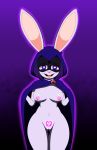  &lt;3 &lt;3_eyes 2018 absurd_res anthro big_breasts breasts buckteeth clothed clothing dr._chaos female flashing fur hair hi_res lagomorph looking_at_viewer mammal mind_control nipples open_mouth partially_clothed purple_hair pussy rabbit raven_(teen_titans) robe simple_background solo tattoo teen_titans teeth white_fur 