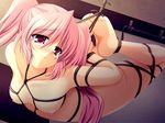  artist_request bdsm blush bondage bound breasts circus_(studio) circusland_i game_cg long_hair medium_breasts nipples nude pink_hair red_eyes rope shibari solo suspension sweat tears twintails whip 