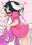  !? 2girls absurdres animal_ears bangs black_hair bloomers blush carrot_necklace cowboy_shot cunnilingus dress floppy_ears frilled_sleeves frills hair_between_eyes highres inaba_tewi miazuma_sarin multiple_girls open_mouth oral pink_background pink_dress puffy_short_sleeves puffy_sleeves purple_hair rabbit_ears rabbit_girl rabbit_tail red_eyes reisen_udongein_inaba shirt short_hair short_sleeves tail third-party_source tongue tongue_out touhou underwear wavy_hair white_shirt yuri 