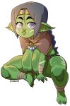  absurd_res big_breasts breasts exposed_breasts facial_piercing female goblin green_body green_skin hi_res humanoid nipple_piercing nipples nose_piercing nose_ring nuclearwasabi piercing simple_background solo thick_thighs white_background 
