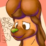  anthro brown_body brown_eyes brown_fur brown_hair cafet&#039;zin cafet&#039;zin_(artist) canid canine canis domestic_dog fur green_nose hair hi_res long_hair male mammal shaded signature simple_background simple_shading solo tan_body tan_fur worried 