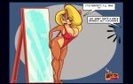  activision anthro areola barefoot blonde_hair clothing crash_bandicoot_(series) eyeshadow feet female hair hi_res lipstick long_hair makeup mirror nafyo-toons navel solo swimwear tawna_bandicoot video_games 