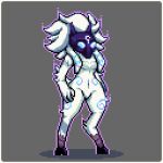  2_toes ambiguous_gender ambiguous_species animal_legs blue_markings border bovid caprine chest_markings colored digital_media_(artwork) digitigrade face_hidden fake_horns featureless_crotch feet fur grey_background hair hi_res hooves humanoid kindred_(lol) lamb_(lol) league_of_legends leg_markings lilac lilac_markings mammal markings mask mask_only nude outline pixel_(artwork) pixelgodoy purple_outline riot_games shaded sheep simple_background solo solo_focus spiral_markings thigh_markings toes tufted_fur video_games white_body white_border white_fur 