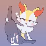  anthro black_body bodily_fluids braixen cum cum_in_pussy cum_inside female genital_fluids hi_res lemonspark_nwt nintendo pok&eacute;mon pok&eacute;mon_(species) solo spread_legs spreading video_games 