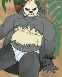  anthro bulge ches96 clothing looking_at_viewer male nintendo pangoro plant pok&eacute;mon pok&eacute;mon_(species) solo underwear video_games 