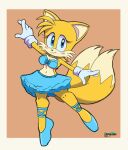  anthro ballerina ballet blush bottomwear breasts canid canine cleavage clothed clothing crossgender dancewear dancing female footwear fox gloves handwear hi_res mammal miles_prower pepamintop sega signature simple_background skirt solo sonic_the_hedgehog_(series) tutu 