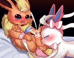  ambiguous_gender bodily_fluids censored cum duo eeveelution feral flareon genital_fluids hi_res himimi male male/ambiguous nintendo oral oral_penetration orange_body penetration pok&eacute;mon pok&eacute;mon_(species) sylveon video_games white_body 