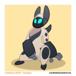  anthro crema_(company) dawnthemetamon female fingering fingering_self glowing glowing_eyes hi_res machine masturbation robot solo solo_focus tan_body temtem temtem_(species) vaginal video_games zaobian_(temtem) 