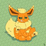  1:1 2022 absurd_res animal_genitalia azzyyeen balls big_balls big_sheath black_sclera eeveelution fan_character feral flareon front_view fully_sheathed fur genitals green_background green_eyes grin hi_res hindpaw huge_balls huge_sheath hyper hyper_balls hyper_genitalia hyper_sheath male markings multicolored_body multicolored_fur nintendo nude orange_body orange_fur pawpads paws pok&eacute;mon pok&eacute;mon_(species) quadruped sheath simple_background sitting smile solo spiral_eyes two_tone_body two_tone_fur video_games vovo 