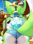  big_butt butt clothed clothing f.l.u.d.d. female fur green_body green_fur mario_bros nintendo ozoneserpent solo thick_thighs video_games 