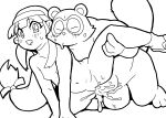  2022 absurd_res anthro balls blush bodily_fluids canid canine cum duo eyes_closed female genital_fluids genitals hi_res human kori-nio male male/female mammal penis pocky_and_rocky pussy raccoon_dog sex tanuki 