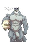  alphamoonlight anthro backwards_cap big_penis canid canine canis flaccid foreskin genitals hi_res male mammal muscular muscular_male nipples nude penis solo we_baby_bears wolf wolf_(we_baby_bears) yellow_eyes 