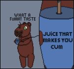  ambiguous_gender anthro brown_body brown_fur capybara caviid container cup dialogue drinking fur green_eyes happy humanoid intersex juice_that_makes_you_cum maleherm mammal oblivious rodent solo straw text toridiaz 