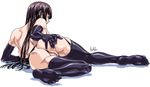  anus ass bihhi brown_hair copyright_request elbow_gloves gloves long_hair pussy solo thighhighs 